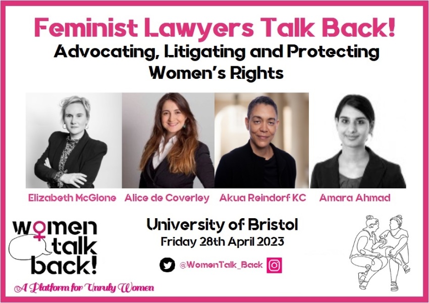 Feminist Lawyers Talk Back! event 28th April at Bristol Uni