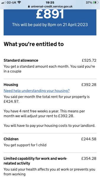 Universal credit (mine hasn’t gone up) 