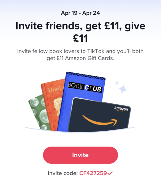 £11 Amazon voucher for joining Tiktok