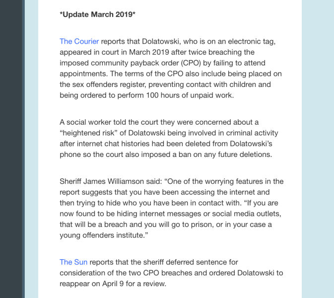 Katie Dolatowski Released??