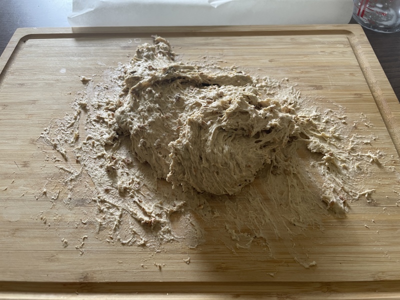 Bread dough sticks to the board even after 10 minutes kneeding