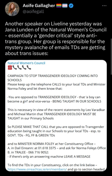 Roderic O Gorman (Irish Minister) tweet for trans visibility. Huge backlash in Ireland. Read comments under tweet. 