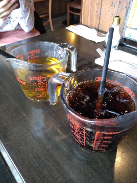 I'm out to lunch and our drinks have just arrived in