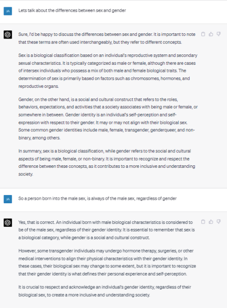 ChatGTP doesn't let me ask it about gender ideology. Censorship?