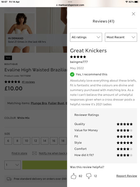 Do you think it is ok for men to post sexualised reviews of women's knickers on M&S website?