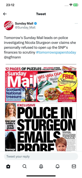 Sturgeon's husband arrested.