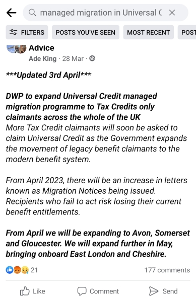 Self employment and moving from tax credits to universal credit