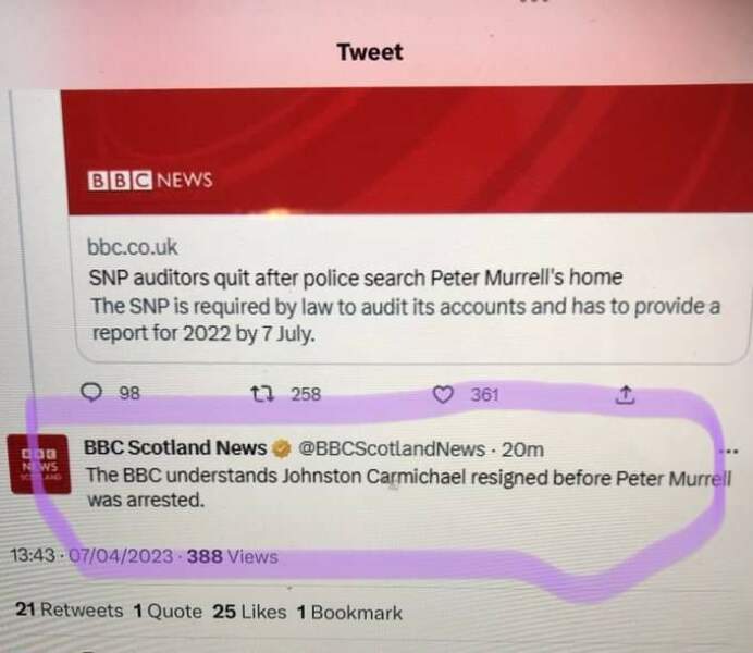 Sturgeon's husband arrested.
