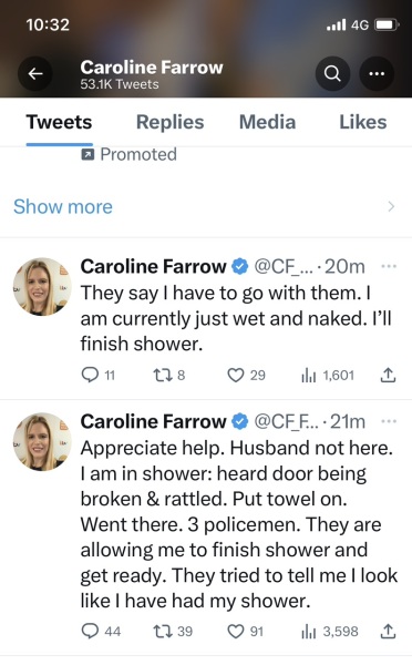 Caroline F - new arrest / harassment ?