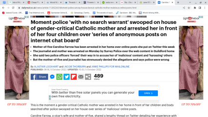 Caroline F - new arrest / harassment ?