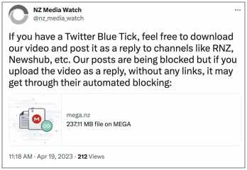 NZ Media Watch - Let Women Speak, Auckland + Twitter Blue Ticks