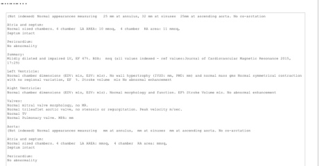 Mri scan results on heart. 