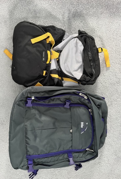 Hes taking a 45l hiking bag for hand luggage 