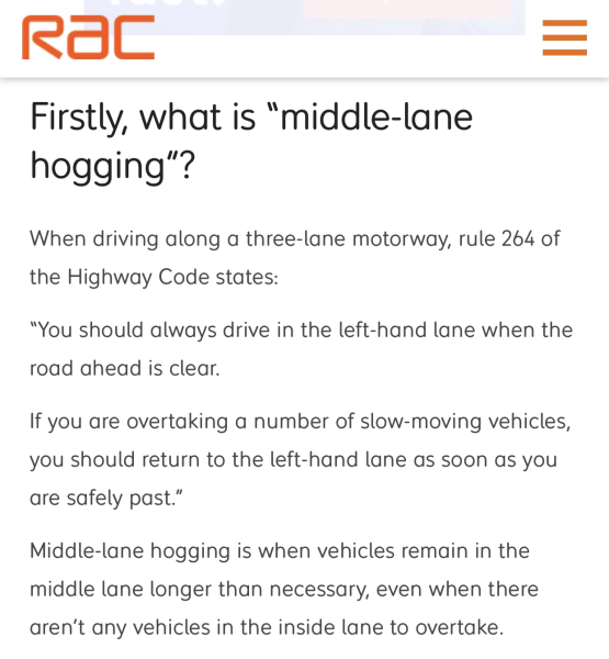 If you drive in the middle lane, hogging it, when there is absolutely no need to - why?
