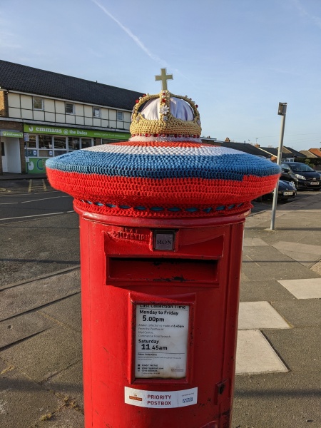 Crocheted post box royal toppers 