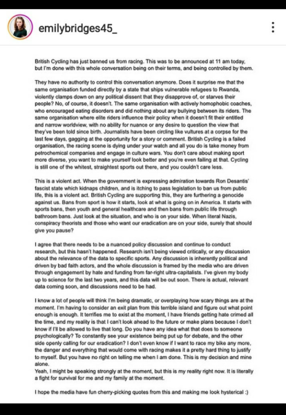 New British Cycling trans policy