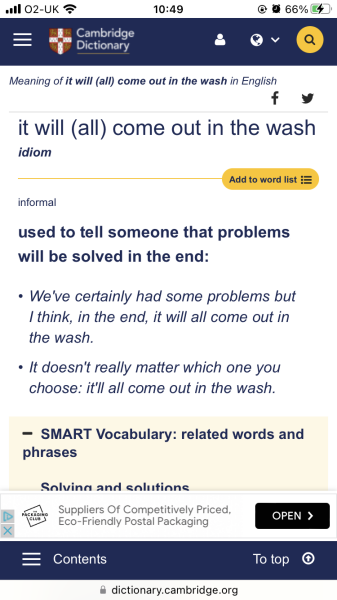 "It all comes out in the wash"