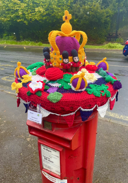 Crocheted post box royal toppers 