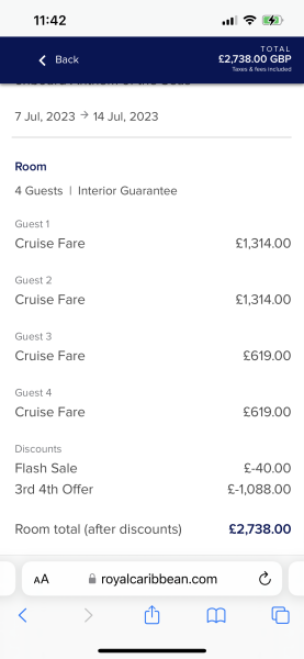 Royal Caribbean changing cruise price after paying