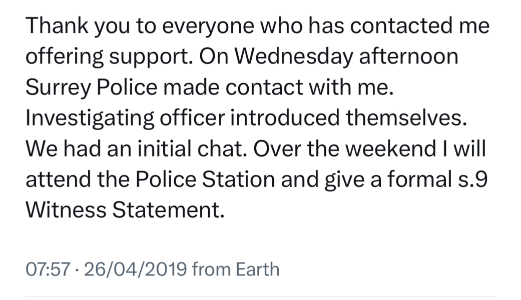 Caroline F - new arrest / harassment ?