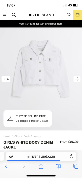 Petite white cropped denim jacket