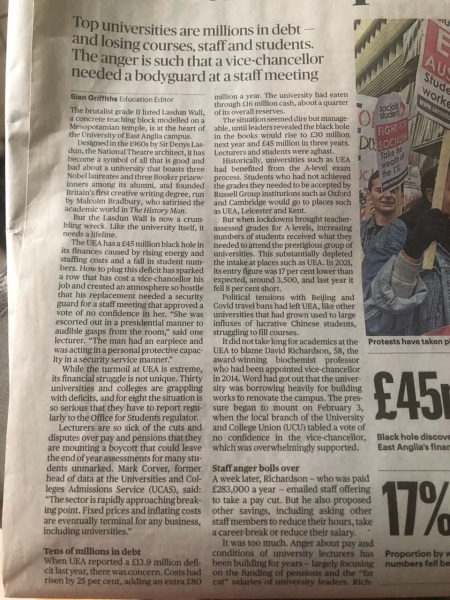 UEA (2019) Surely 2021 (and getting on for halfway through our DC's degrees) things have got to get better????