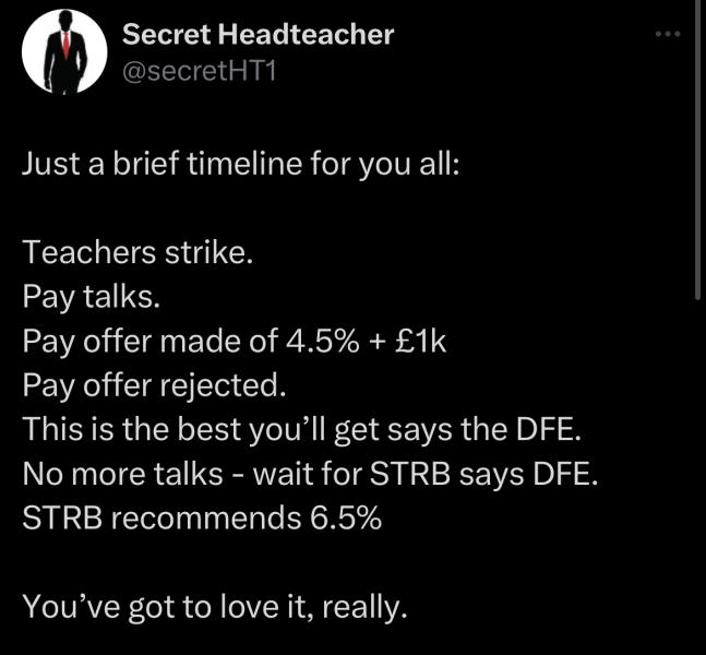 Independent pay review body recommends 6.5% pay rise for teachers