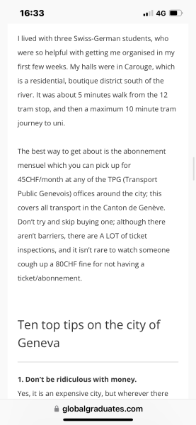 Year Abroad at Geneva University -helpful advice/hints welcome!
