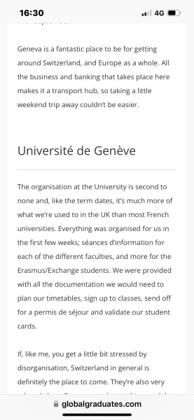 Year Abroad at Geneva University -helpful advice/hints welcome!