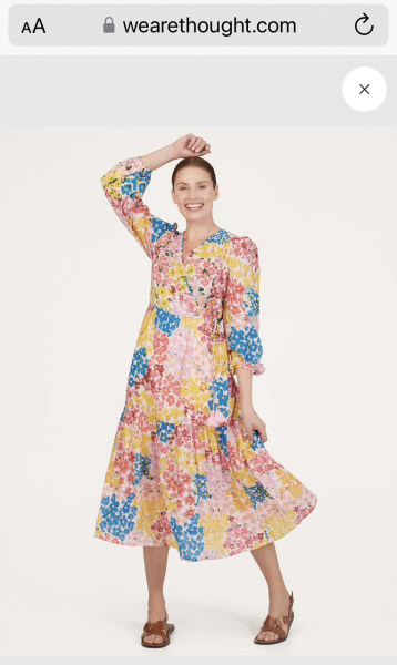 Wedding guest summer dress with long sleeves 