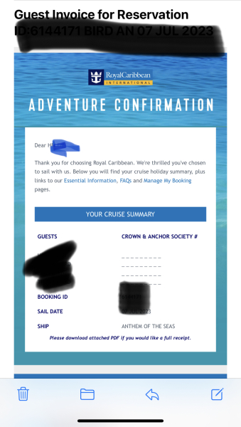 Royal Caribbean changing cruise price after paying