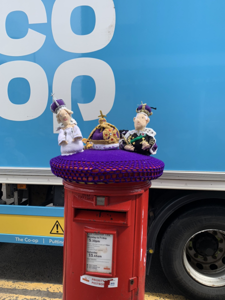 Crocheted post box royal toppers 