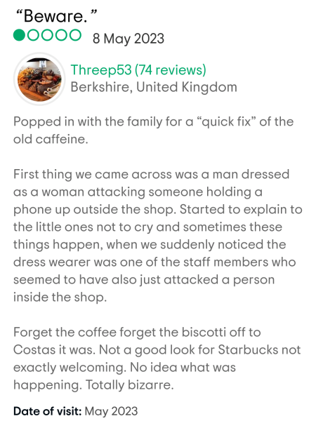 Video of Starbucks employee in UK branch