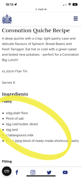 Official Coronation Quiche - UPF