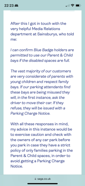 Parent & Child -v- Disabled Parking Bays?