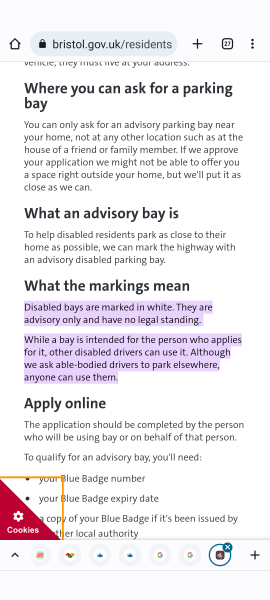 Disabled parking bay outside my house?