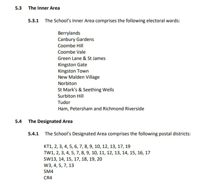Common cathment area between Tiffin girls and Nonsuch