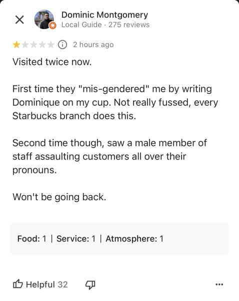 Video of Starbucks employee in UK branch