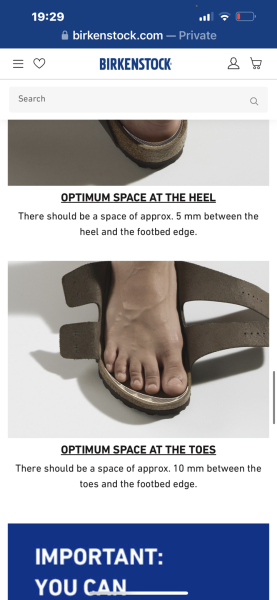 Birkenstock sizing