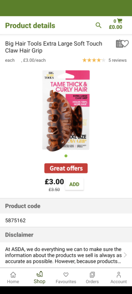 Hair clip / claw grip for fine hair