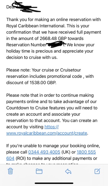 Royal Caribbean changing cruise price after paying