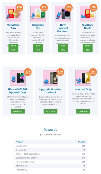 Mobiles upto £75 cashback 