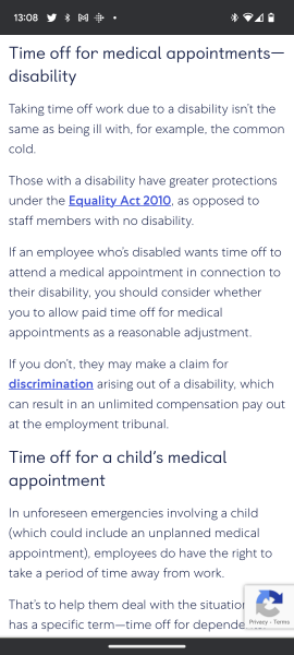 Time off for Doctors/hospital appointments?