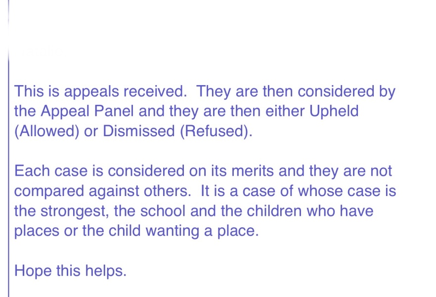 School appeal procedural question