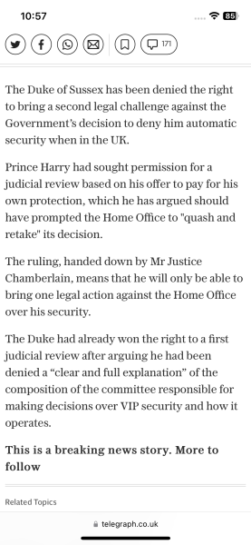 PH lost bid to challenge for right to pay Home Office for his security