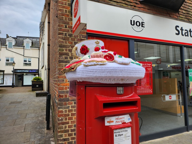 Crocheted post box royal toppers 
