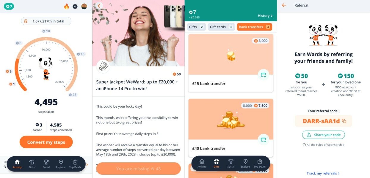 Weward get paid to walk this app pays more than the usual apps + win some top prizes 