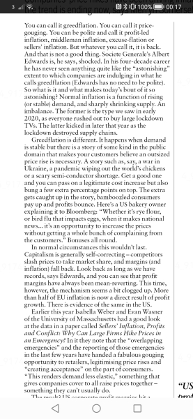 To be appalled at the cost of food?