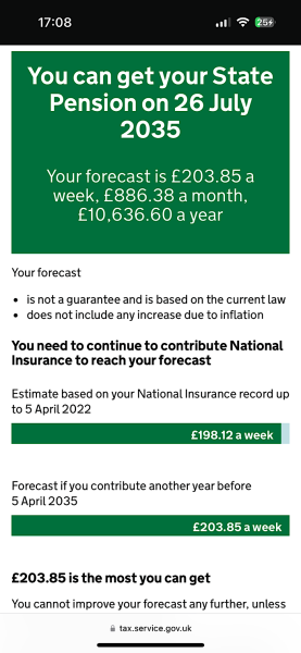 Why is my state pension forecast reduced when it says have 40 years full contributions