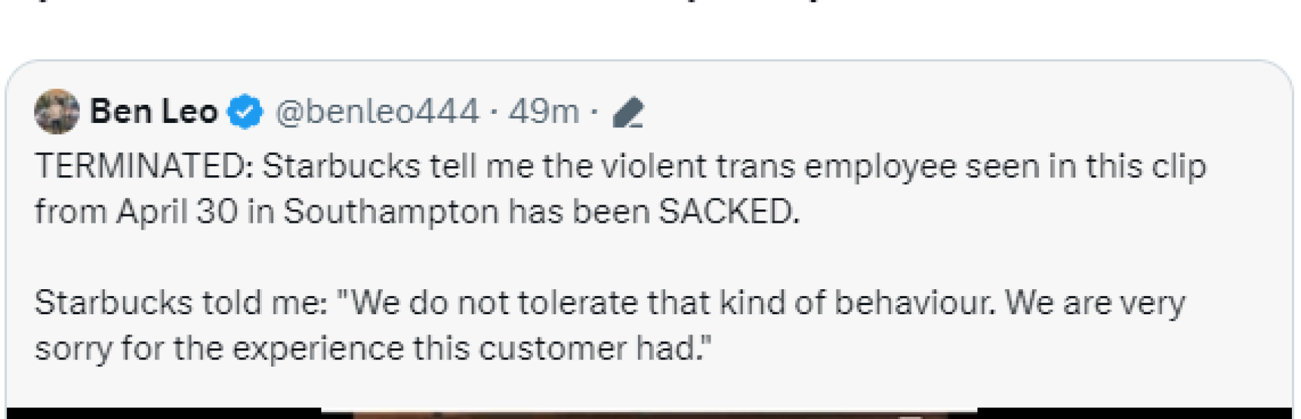 Video of Starbucks employee in UK branch